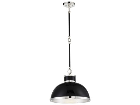 Savoy House Corning 1-Light Black Polished Nickel Glass Dome Pendant