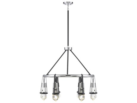 Savoy House Denali 6-Light Matte Black Polished Chrome Crystal LED Round Chandelier
