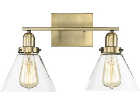 Savoy House Drake 2-Light Warm Brass Glass Vanity Light