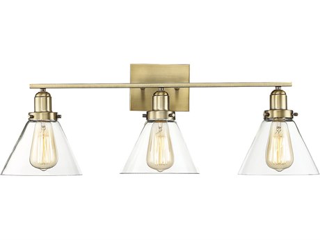 Savoy House Drake 3-Light Warm Brass Glass Vanity Light