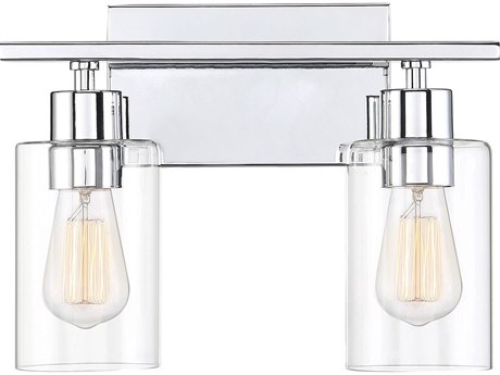 Savoy House Lambert 2-Light Polished Chrome Glass Vanity Light