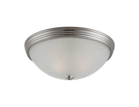 Savoy House Casual Lifestyles 2-Light Satin Nickel Glass Bowl Flush Mount