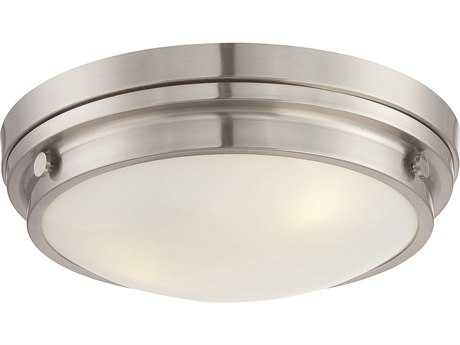 Savoy House Lucerne 3-Light Satin Nickel Pewter Glass Round Flush Mount
