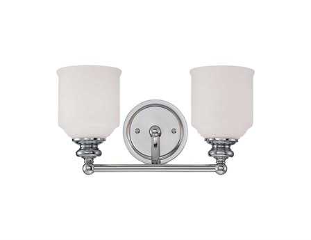 Savoy House Melrose 2-Light Polished Chrome Glass Vanity Light