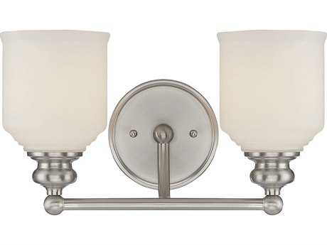 Savoy House Melrose 2-Light Satin Nickel Pewter Glass Vanity Light