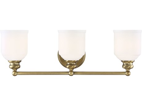 Savoy House Melrose 3-Light Warm Brass White Glass Vanity Light