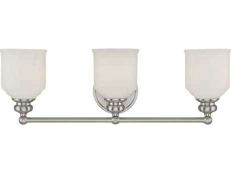 Savoy House Melrose 3-Light Satin Nickel Pewter Glass Vanity Light