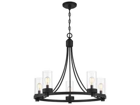 Savoy House Meridian 5-Light Matte Black Glass Cylinder Chandelier