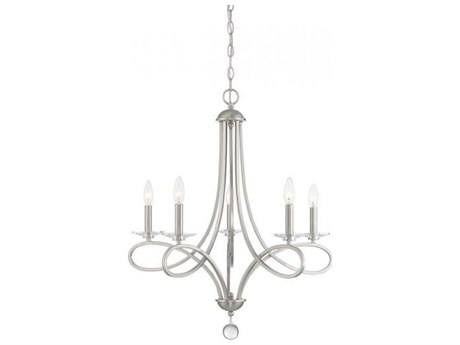 Savoy House Meridian 5-Light Brushed Nickel Crystal Candelabra Chandelier