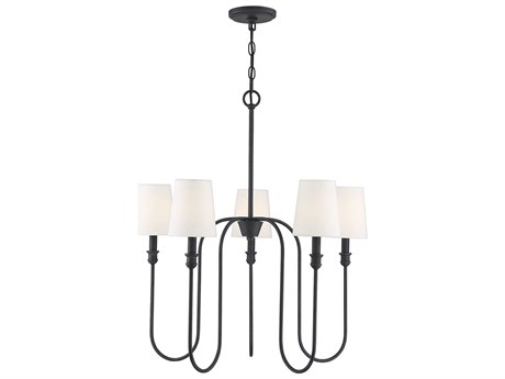 Savoy House Meridian 5-Light Aged Iron Black Cylinder Chandelier