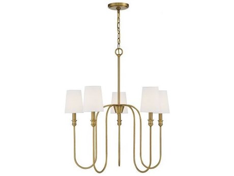 Savoy House Meridian 5-Light Natural Brass Cylinder Chandelier