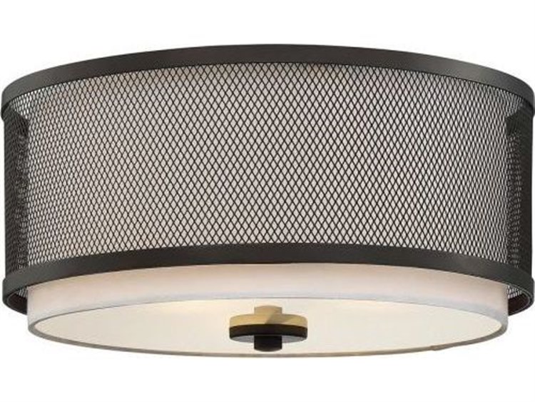 Photos - Chandelier / Lamp Meridian Savoy House  3-Light Oil Rubbed Bronze Drum Flush Mount M60018ORB 