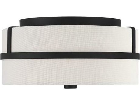 Savoy House Meridian 2-Light Matte Black Drum Geometric Flush Mount