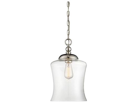 Savoy House Meridian 1-Light Polished Nickel Glass Bell Mini Pendant