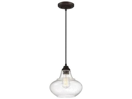 Savoy House Meridian 1-Light Oil Rubbed Bronze Glass Globe Geometric Mini Pendant