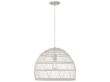 Savoy House Meridian 1-Light White Rattan Wood Dome Geometric Pendant