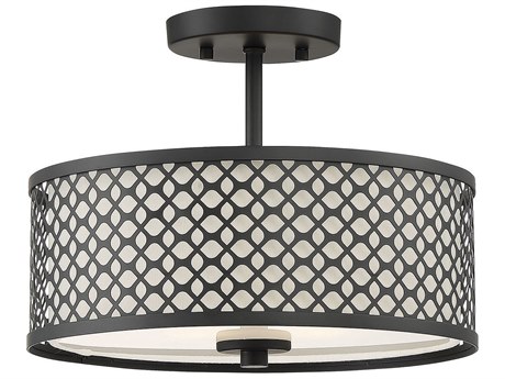 Savoy House Meridian 2-Light Matte Black Drum Geometric Semi Flush Mount