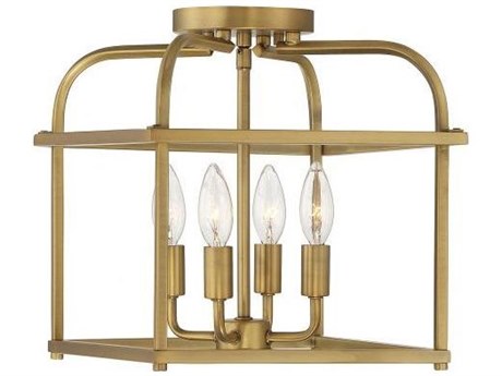 Savoy House Meridian 4-Light Natural Brass Semi Flush Mount
