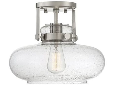 Savoy House Meridian 1-Light Brushed Nickel Glass Globe Geometric Semi Flush Mount
