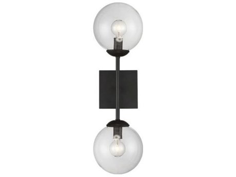 Savoy House Meridian 2-Light Black Glass Wall Sconce