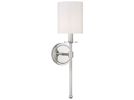 Savoy House Meridian 1-Light Polished Nickel Glass Wall Sconce