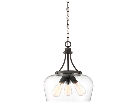 Savoy House Octave 3-Light English Bronze Glass Bowl Pendant