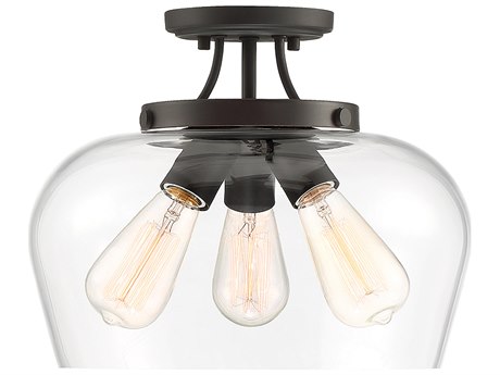 Savoy House Octave 3-Light English Bronze Glass Bowl Semi Flush Mount