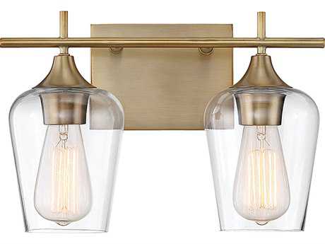 Savoy House Octave 2-Light Warm Brass Glass Vanity Light