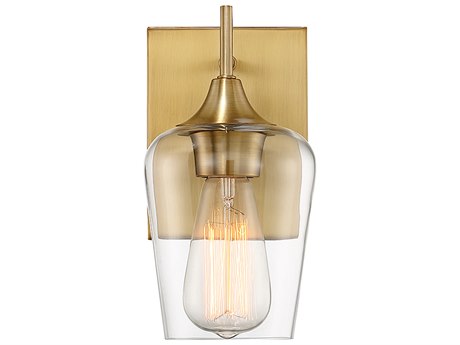 Savoy House Octave 1-Light Warm Brass Glass Wall Sconce