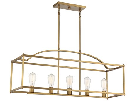 Savoy House Palladian 5-Light Warm Brass Island Pendant