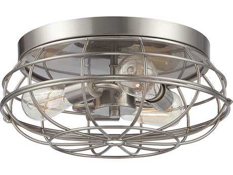 Savoy House Scout 3-Light Satin Nickel Pewter Cylinder Tiered Flush Mount