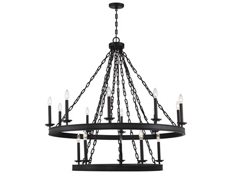 Savoy House Seville 15-Light Matte Black Candelabra Tiered Chandelier