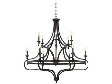 Savoy House Shields 12-Light English Bronze Candelabra Tiered Chandelier