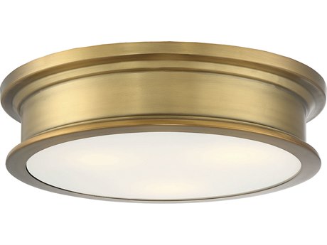 Savoy House Watkins 3-Light Warm Brass Glass Geometric Round Flush Mount