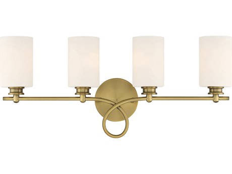 Savoy House Woodbury 4-Light Warm Brass Glass Vanity Light