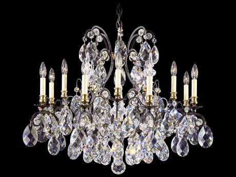Schonbek 13-Light Pewter Crystal Candelabra Chandelier