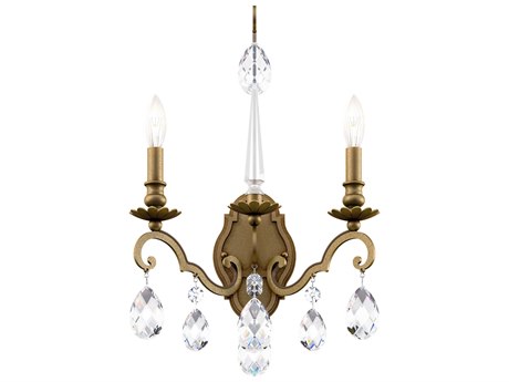 Schonbek Renaissance Nouveau 2-Light Etruscan Gold Crystal Wall Sconce