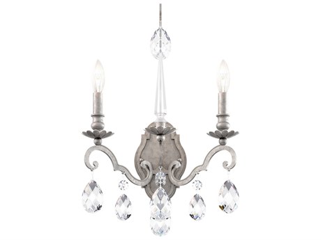 Schonbek Renaissance Nouveau 2-Light Antique Silver Crystal Wall Sconce