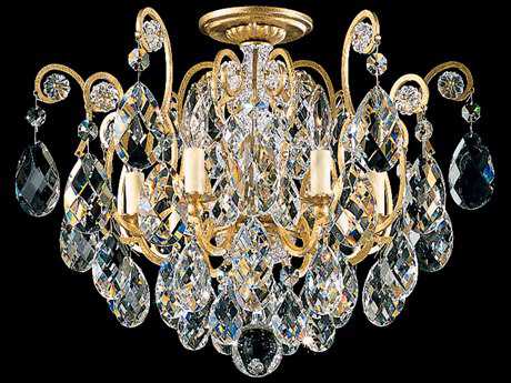 Schonbek Renaissance 6-Light Gold Crystal Bowl Semi Flush Mount