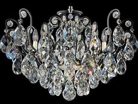 Schonbek Renaissance 8-Light Black Crystal Bowl Semi Flush Mount