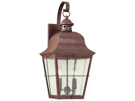 Sea Gull Lighting Chatham Weathered Copper 2 Glass Outdoor Wall Light