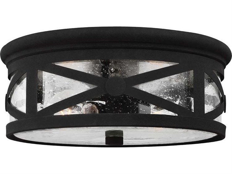 Sea Gull Lighting Lakeview Black 2 Glass Outdoor Ceiling Light