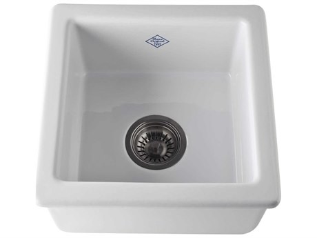 Shaws White 15" Original Lancaster Square Single Bowl Bar / Food Prep Sink