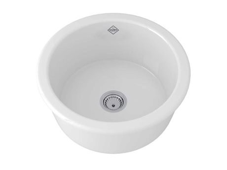 Shaws Original Lancaster White 18" Round Single Bow Bar / Food Prep Sink