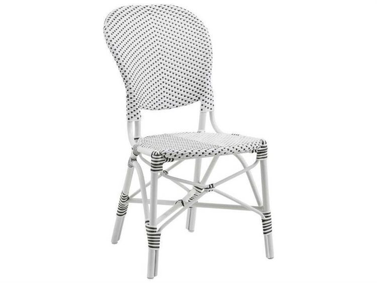Sika Design Alu Affaire Aluminum White Stackable Isabell Dining Side Chair in White/Cappuccino Dots