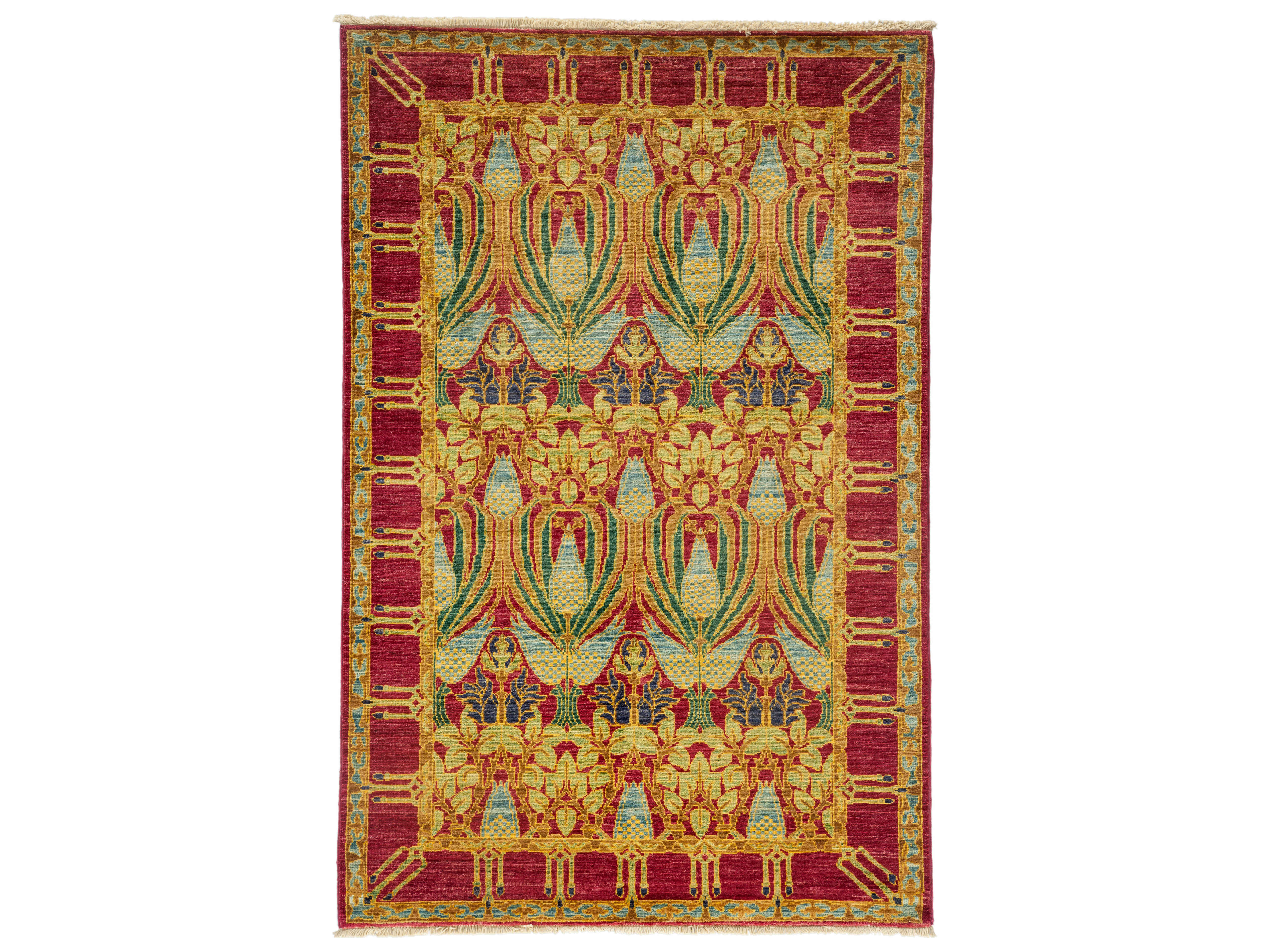 Solo Rugs Arts & Crafts Yellow 4' x 6' Rectangular Area Rug SOLM1783300