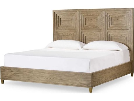 Sonder Living Pebble Grey Brown Oak Wood King Platform Bed