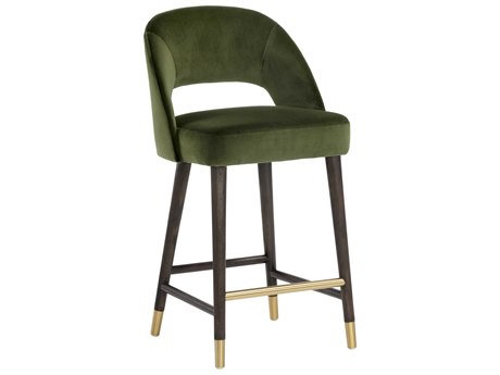 Sunpan 5west Monae Upholstered Birch Wood Moss Green Brown Counter Stool