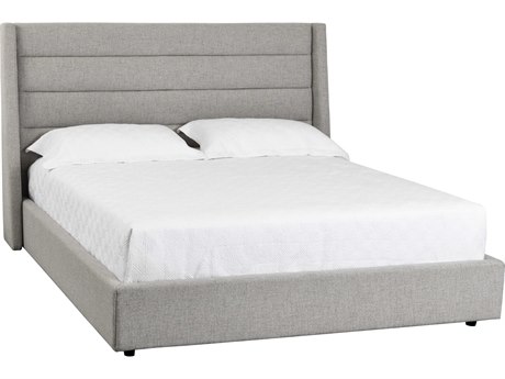 Sunpan 5west Emmit Marble Grey Black Beech Wood Upholstered Queen Platform Bed