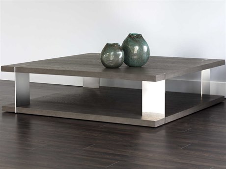 Sunpan Carmella Polished Smoked Oak Stainless Steel 59 Wide Square Coffee Table Spn103599 - Ava Coffee Table Sunpan Sunpan Carmella Polished Smoked Oak Stainless Steel 59 Wide Square Coffee Table Spn103599 - Ava Coffee Table Sunpan